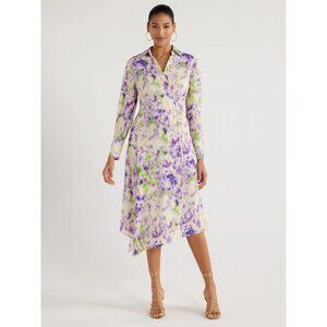 Scoop Women’s Shirtdress with Faux Wrap Front